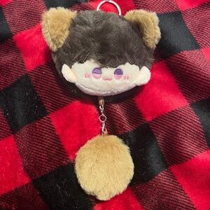 Adorable Plush Keychain with Brown and Tan Accents